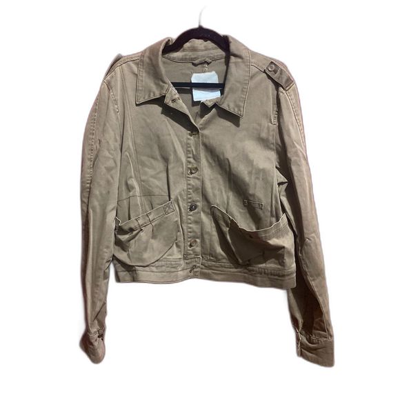 Hei Hei Anthropologie Cropped Military Utility Jacket Taupe Green Large - Picture 3 of 6
